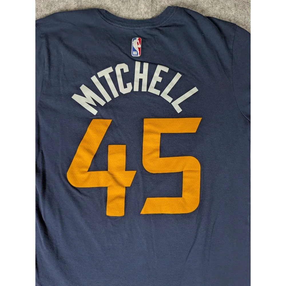 Nike Utah Jazz Donovan Mitchell 45 Dri-FIT NBA T-Shirt Navy Blue Mens L